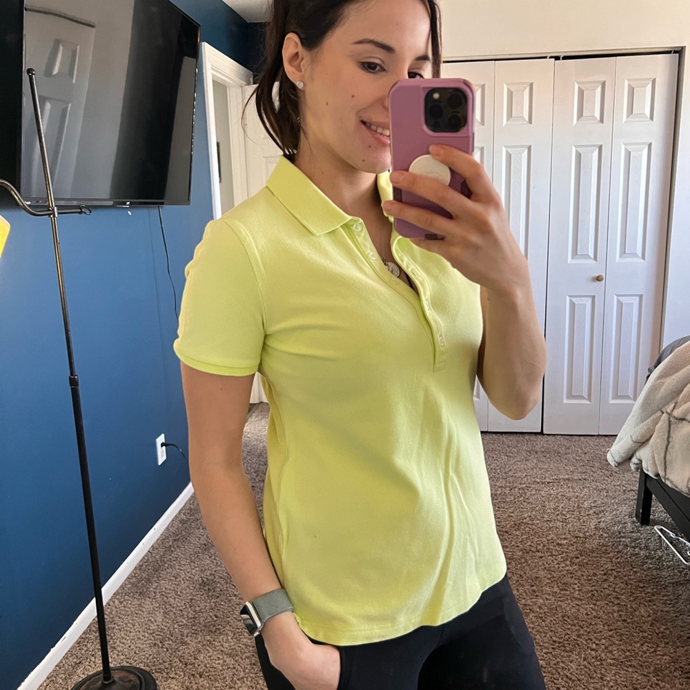 Lime green Croft and barrow polo